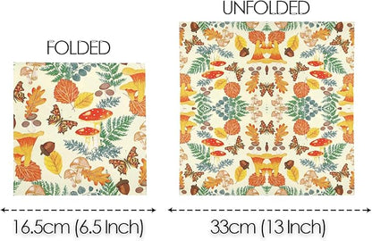 Talking Tables 100 x Disposable Fall Paper Napkins - Made in USA -2ply Recyclable Disposable Bulk Serviettes Decoupage Autumnal Patterned Napkin Thanksgiving Harvest Woodland Mushrooms Christmas