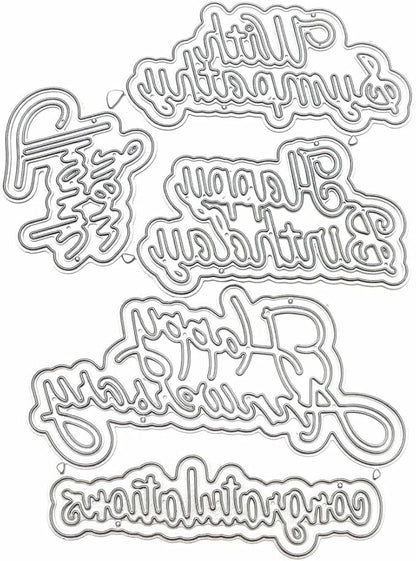 Metal Cutting Dies DIY Merry Christams Embossing Stencil Template Scrapbooking Card Making Mold Photo Album Arts Crafts Tools (Thank You Happy Birthday Congratulations-10x7.6cm)