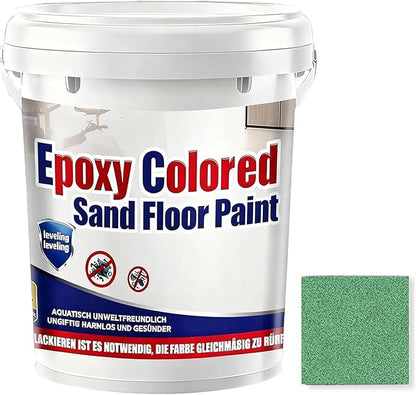 Epoxy Colored Sand Floor Paint, Epoxy Floor Paint for Concrete, High Gloss Marble Effect Coating, Waterproof Non-Slip Concrete Paints, Suitable for Indoor/Outdoor Use (Green,96 oz/3 kg)