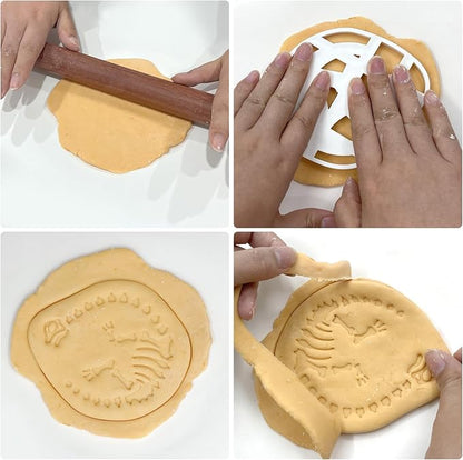 4 Pcs Dinosaur Cookie Cutters Dinosaur Skeleton Fossil Cookie Cutters Stegosaurus T-Rex Tanystropheus Triceratops Bone Fossil Mold for Stamp Baking Dinosaur Biscuits Enthusiasts