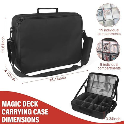 Xykzra MTG Bag Card Storage Box for 2000+ Cards,3-Layer Card Deck Box with Dividers and Shoulder Straps,Trading Card Case Fits for MTG/TCG/Magic/Sports Cards - Black