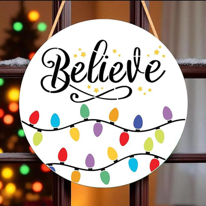 Christmas Stencils for Painting on Wood 12" Christmas Stencils for Crafts Reusable Xmas Holiday Stencil for Door Mats Round Hanger Fabrics Decor