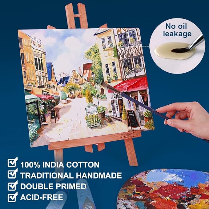 Canvas Panels 9x12 Inch 12-Pack, 10 oz Primed 100% Cotton White Blank Canvases for Painting, Rectangular Flat Canvas Boards for Oil Acrylics Watercolor & Tempera Paints