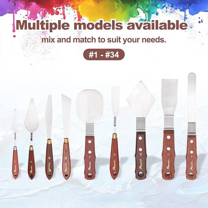 MECCANIXITY Pack of 1 Palette Knife No.12, 8.5" Long Palette Knives with Stainless Steel Flexible Spatula Pallet Knife and Wood Handle for Scraping, Mixing, Oil Acrylic Painting Canvas