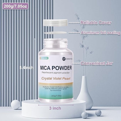 Mica Powder,200g/7.23oz Large Jar,Lilac Pearl Mica Powder Pigment for Epoxy Resin，Lip Gloss，Paint，Dye，Soap Making，Nail Polish,Candle Making,Bath Bombs