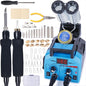 YIHUA 939D-II Pyrography Pen Wood Burning Kit Station 2-in-1 Solid-Point 200~480°C (with Temp Display)/Wire-Nib 250~750°C with 20 Nibs, Solid Points, 1 Stable Pen Holder, 2 Scrap Wood (Blue)