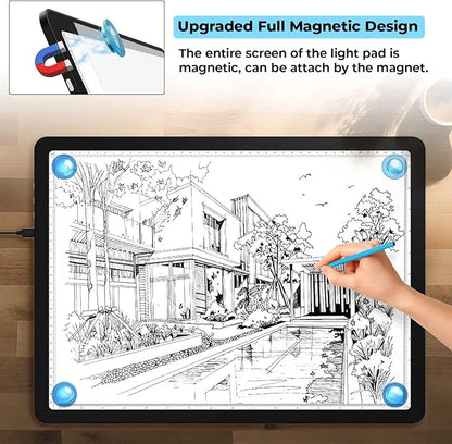 Heanolier A3 Artist tracing Light Box Copy Table,(18.2" L x 13.4" W) Super Bright Magnetic Light Pad with Side Buttons,USB-C Power Dimmerable Light Board for Diamond Painting,Tattoo Drawing,Sketching