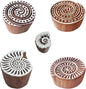Royal Kraft Spiral Wooden Printing Stamps (Set of 5) - DIY Henna Fabric Textile Paper Clay Pottery Blocks Htag2230