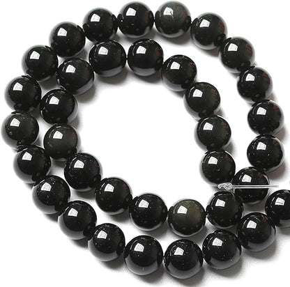 6MM 120pcs Natural Black Obsidian Stone Energy Healing Beads Round Loose Beads for Jewelry Making Bracelet 2 Strands 32"