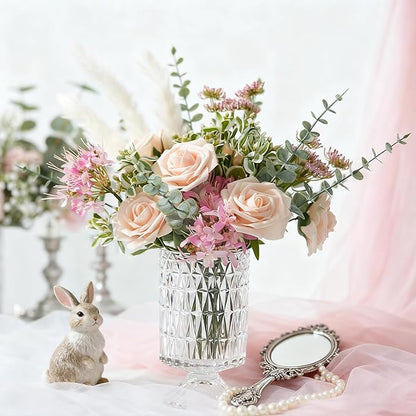 Artificial Flowers Foam Fake Roses 25pcs Champagne Roses with Stems for Home Decor DIY Wedding Bouquets Party Bridal Shower Centerpieces Faux Flower Arrangements Tables Decorations
