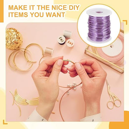 uxcell 12 Gauge / 2mm Anodized Aluminum Wire for Jewelry Craft Making, 102 Feet Bendable Flexible Wire for DIY Home Decor Gardening Sculpture, Light Purple