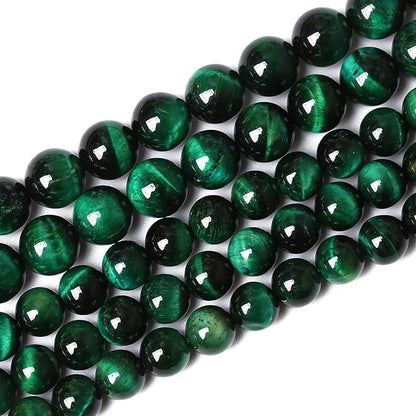 48PCS 8mm Top AAA Green Tiger Eye Beads Natural Stone Round Loose Beads for Jewelry Making DIY Bracelet,Necklace, Earrings 15" Inch