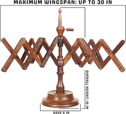 Bhartiya Handicrafts Wooden Yarn Ball Winder & Table Top Swift Set, Hand Operated Rosewood Combo Winder, Large Capacity 8 to 10 oz Yarn Fiber Winder, Wool String Swift Winder (Rosewood Winder & Swift)