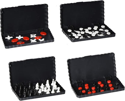 Point Games Travel Board Game Set - Bundle Pack of 4 Classic Magnetic Games, Stocking Stuffers for Kids Includes Individual Boards & Pieces