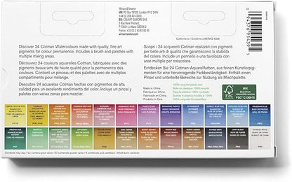 Winsor & Newton Cotman Watercolor Paint Set, Studio Set, 24 Half Pans