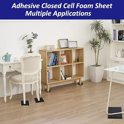 Foam Padding Sheets with Adhesive Backing - 1/4" Thick Self Stick Neoprene Insulation Foam,1/4 Inch Thick X 4 Inch Long X 4 Inch Wide (4, 1/4Inch x 4Inch x 4Inch)