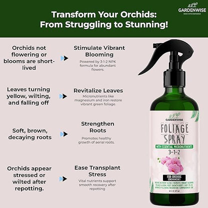 Premium Orchid Plant Food Mist – Orchid Fertilizer Spray – Orchid Food Fertilizer for Blooming – Orchid Plant Care Formula 3-1-2 – Ready-to-Use (16 OZ)