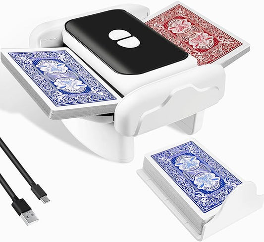Automatic Card Shuffler，Rechargeable One-Click Card Shuffler for 1-2 Decks, Low Noise & Efficient Shuffling Machine, Portable Electric Card Shuffler for Poker, UNO, Blackjack, Skip-Bo, Phase 10