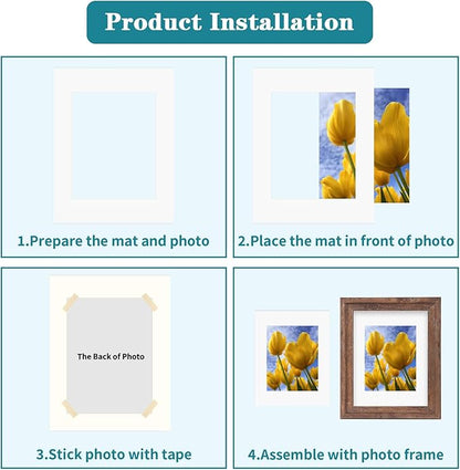 ZBEIVAN 11x14 White Picture Mats with Core Bevel Cut Frame Mattes for 8x10 Pictures - Pack of 5