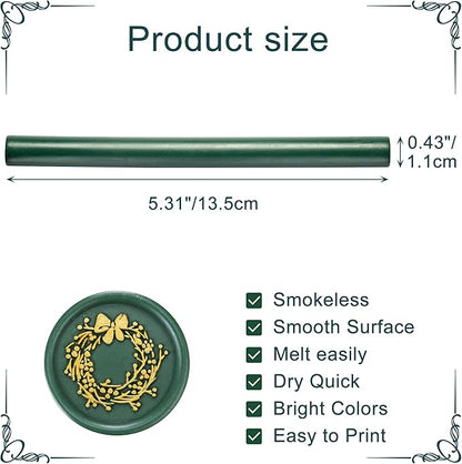 Yoption 15 Pieces Olive Green Glue Gun Sealing Wax Sticks for Wax Seal Stamp, Great for Wedding Invitations, Envelopes, Cards, Christmas Gift Ideas, Wine Packages (Olive Green)
