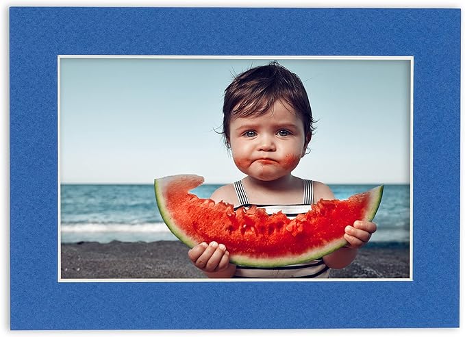 8x10 Mat Bevel Cut for 5.5x8.5 Photos - Acid Free Royal Blue Precut Matboard - For Pictures, Photos, Framing - 4-ply Thickness