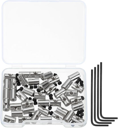 MECCANIXITY 40 Pcs Metal Locking Pin Backs, Locking Pin Keepers Clasp 9mm(H) with 4 Wrench Replacement in Storage Case for Badge, Brooch, Silver Tone