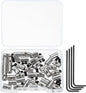 MECCANIXITY 40 Pcs Metal Locking Pin Backs, Locking Pin Keepers Clasp 9mm(H) with 4 Wrench Replacement in Storage Case for Badge, Brooch, Silver Tone