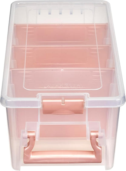 ArtBin Semi Satchel Portable Craft Organizer with 3 Dividers - Clear Plastic Storage Case for Art & Craft Supplies