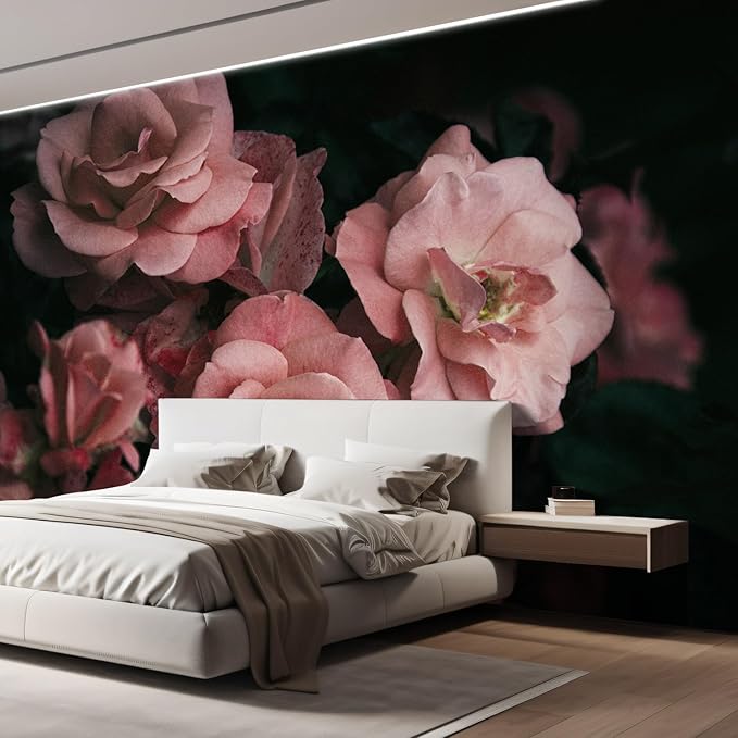 wall26 Wall Sticker/Wall Mural Dark Rose Flower Blossoms Nature Wilderness, Not Peel and Stick, Non-Woven Wallpaper Decorative for Bedroom, Living Room,Office - 120x192 inches