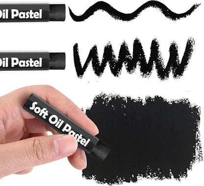 qianshan Soft Oil Pastels Set of 12 Single Colors,Non Toxic,Soft Texture Vibrant and Creamy Oil Crayons Pastels Art Supplies.Black