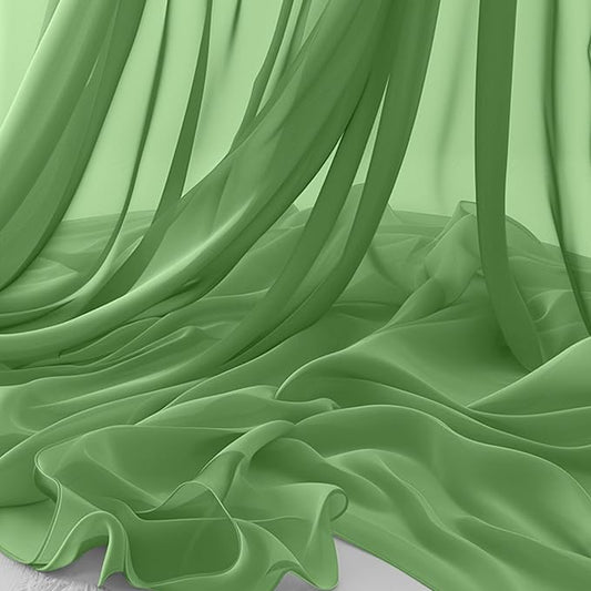Horbaunal Dusty Sage Chiffon Fabric by The Yard, 1 Yard Continuous Sheer Fabric 59" Wide Soft Draping Fabric for Wedding Arch Draping Party Backdrop DIY Sewing