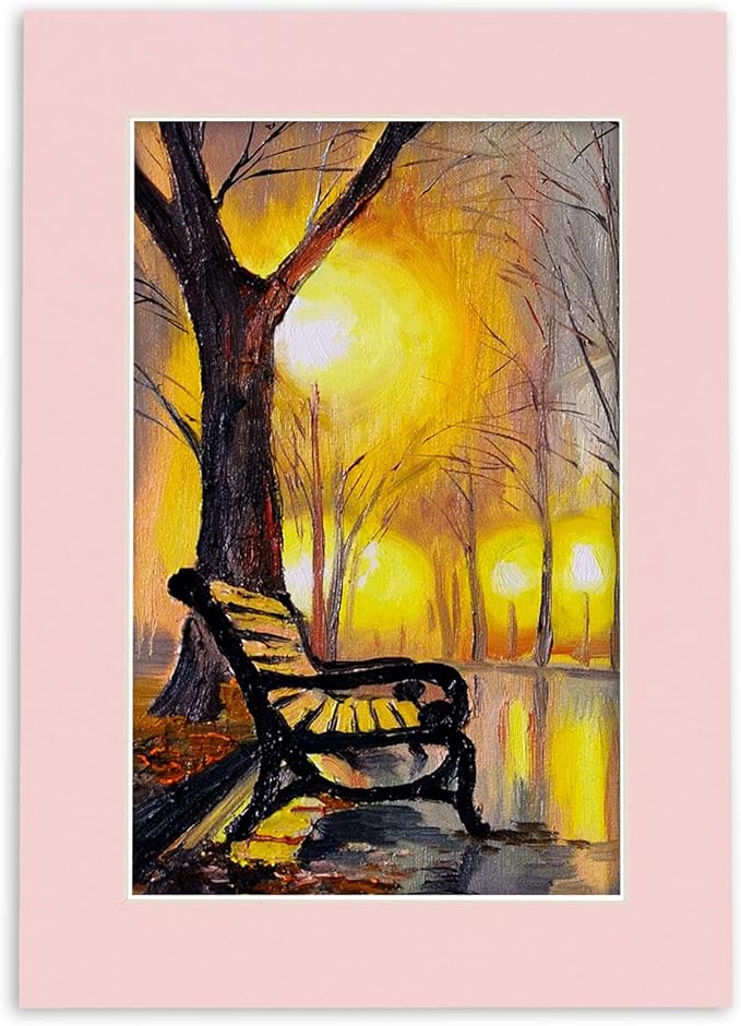 8.5x11 Mat Bevel Cut for 7x9 Photos - Acid Free Soft Pink Precut Matboard with Backing Board and Crystal Clear, Self Seal Photo Mat Bag - for Pictures, Photos, Framing - 4-ply Thickness