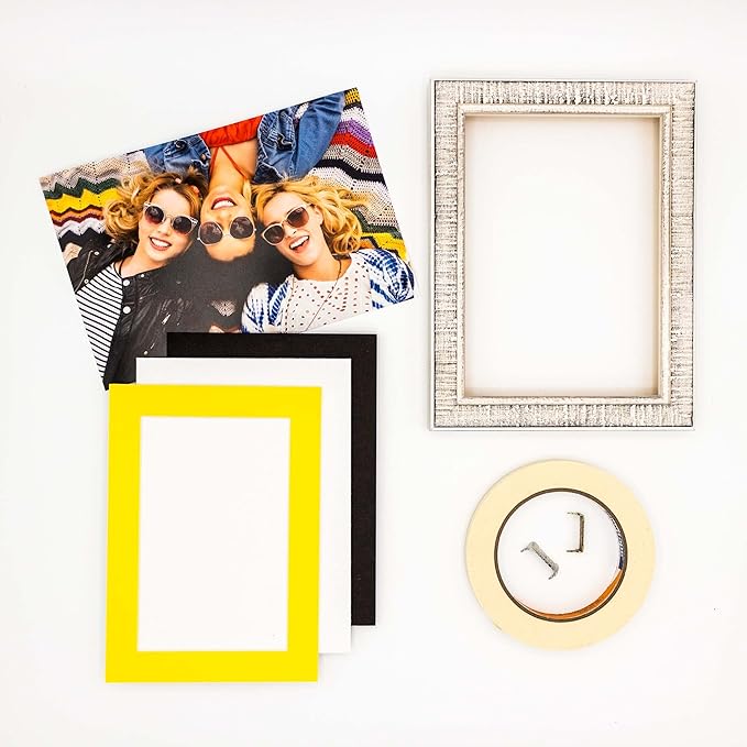 8.5x11 Mat Bevel Cut for 7x9 Photos - Acid Free Yellow Precut Matboard - for Pictures, Photos, Framing - 4-ply Thickness