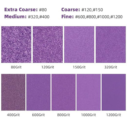 Sandpaper 1200 Grit 20 PCS, Wet Dry Sanding Sheets 9 x 11 Inch, Purple Alumina Abrasive Sand Paper for Wood, Metal, Drywall, Resin, Automotive Sanding, Polishing, Grinding, by POLIWELL