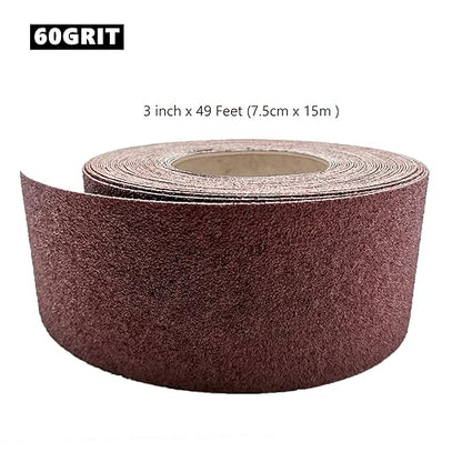 60 Grit Sandpaper Roll, 3 Inch x 49 Feet Emery Cloth Roll Aluminum Oxide Abrasive Paper Roll Continuous Sandpaper for Metalworking, Woodworker, Furniture Repair, Sanding Automotive Plumbing