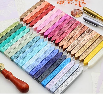 12Pcs Wax Sealing Sticks with Wicks, Assorted Colors Wax Seal Sticks Great for Vintage Mixed Color Waxsealsticks Letter Sealwax Stamp Wedding Invitations, Decoration (12-1)