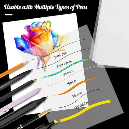 Tracing Paper 9x12 inch, 100 Sheets Transparent Vellum Paper for Tracing Pads, Translucent Tracing Paper for Pencil, Marker and Ink - Trace Images, Sketch, Preliminary Drawing, Overlays, Red