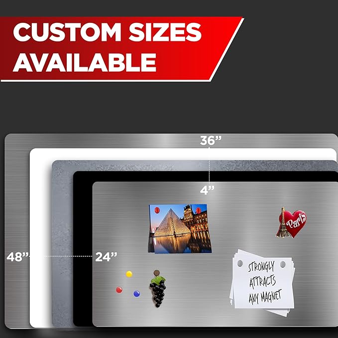 Diamond Life Magnetic Board - Memo & Vision Board for Home, Office, and Classroom - Magnet Board for Kids - Pre-drilled Mounting Screws Included (Silver 24"x48")