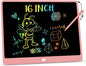 KOKODI LCD Writing Tablet, 16 Inch Colorful Toddler Doodle Board Drawing Tablet, Erasable Reusable Electronic Drawing Pads, Educational and Learning Toy for 3-6 Years Old Boy and Girls