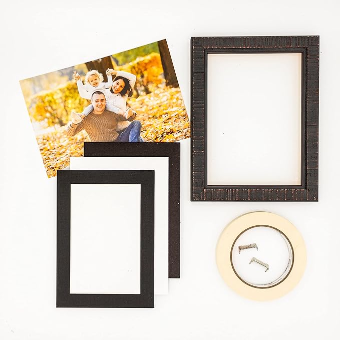 8.5x11 Mat Bevel Cut for 7x9 Photos - Acid Free Textured Black Precut Matboard - For Pictures, Photos, Framing - 4-ply Thickness