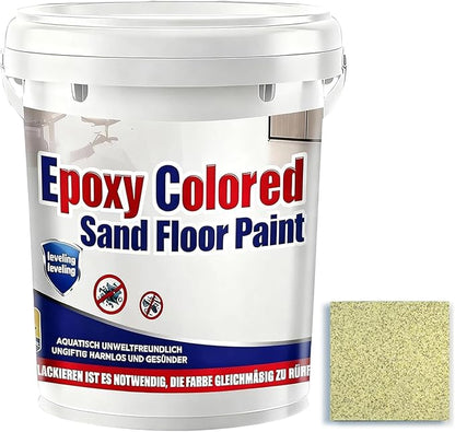 Epoxy Colored Sand Floor Paint, Epoxy Floor Paint for Concrete, High Gloss Marble Effect Coating, Waterproof Non-Slip Concrete Paints, Suitable for Indoor/Outdoor Use (Yellow,320 oz/10 kg)