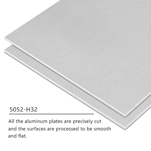 5052 H32 Aluminum Sheet 12x12x1/16 Inch, Rectangle, Silver, 1.5mm Thick, Protective Film, Industrial, Crafting