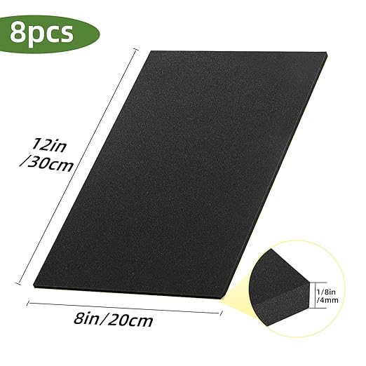 8 Pcs Adhesive Padding, 12in X 8in X 1/8in Closed Cell Foam Sheet, Anti-Slip Neoprene Rubber Pad, 1/8" Thick Sticky Foam, Soundproof and Anti Vibration
