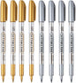 MYARTOOL Metallic Marker Pens, Gold and Silver Metallic Permanent Markers for Artist Illustration, Crafts, Gift Card Making, Scrapbooking, Fabric, DIY Photo Album, Value Set of 8