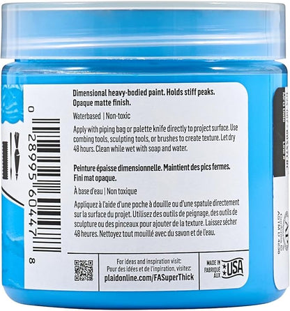FolkArt Super Thick Acrylic Paint with a Textured Finish, Medium Blue, 4 oz