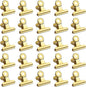 30 Pack Small Bull Clips 0.87 Inch Mini Metal Hinge Clips Binder Paper Hinge Clip for Office, Home, School, Shops, Gold, 22mm