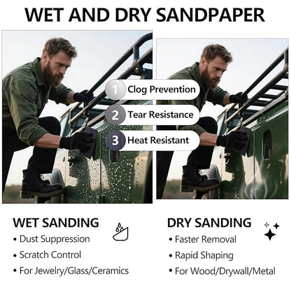800 Grit Sandpaper, 9 x 11 Inch Wet Dry Sand Paper Hand Abrasive Sanding Sheets for Wood Metal Automotive Sanding and Polishing, Fine - 10 Sheets