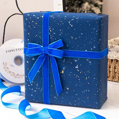 Blue Velvet Ribbon 5/8'' 2 Rolls Total 30 Yards, Use for Gift Wrapping, Christmas Tree, Wreath Decoration, DIY Crafts (Royal Blue, Light Blue)