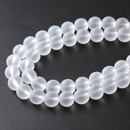 36pcs 10mm Frost White Crystal Glass Beads for Jewelry Making Round Loose Beads DIY Bracelets Necklaces Crystal Energy Healing Stone Beads 15" (10mm, Frost White Glass)