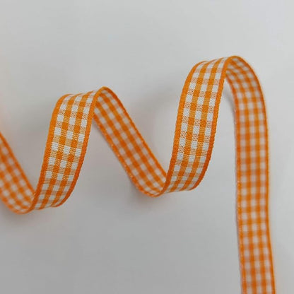 Orange Gingham Plaid Checked Ribbon 25 Yard Each Roll 100% Polyester (3/8", Orange)